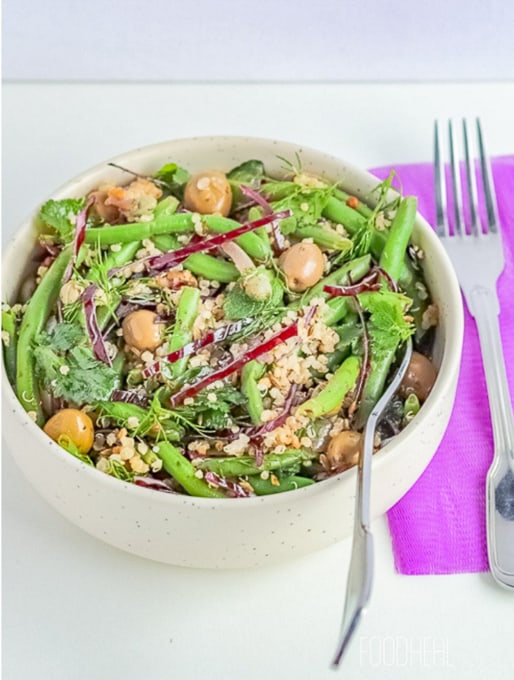 Quinoa+green beans vegan bowl-fin