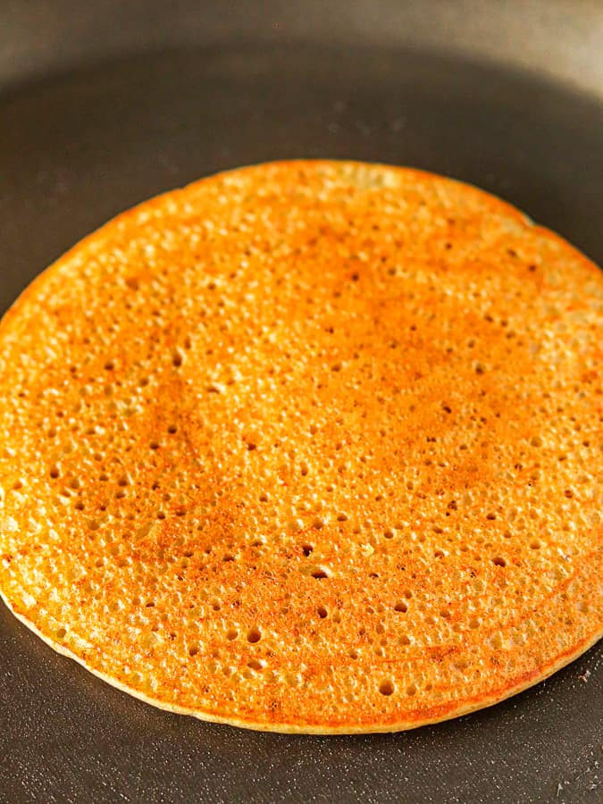 golden buckwheat pancake cooking
