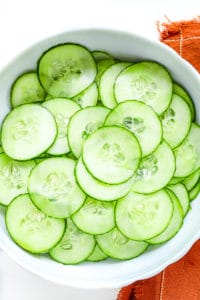 Sliced cucumber in a bowl