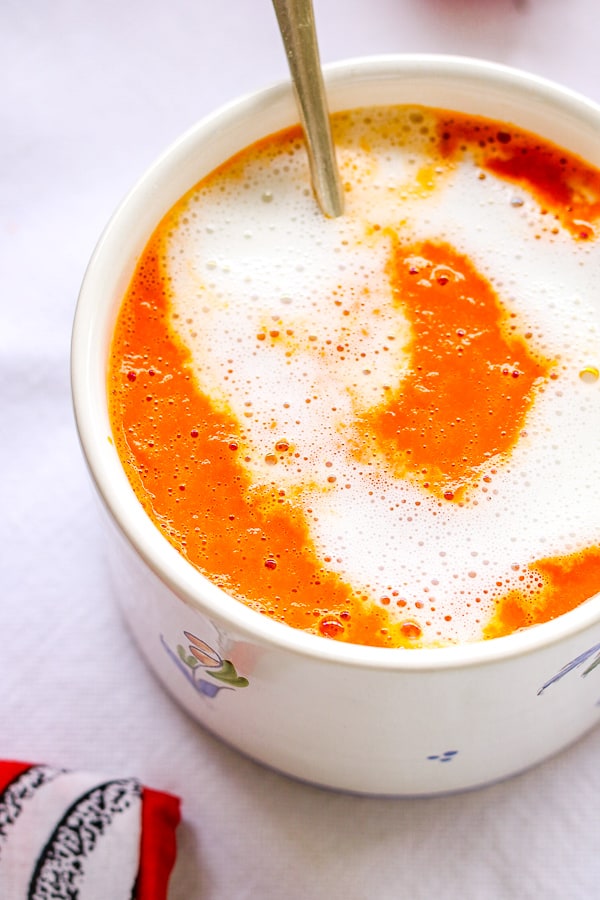 Fresh homemade turmeric tomato soup • FOOD HEAL
