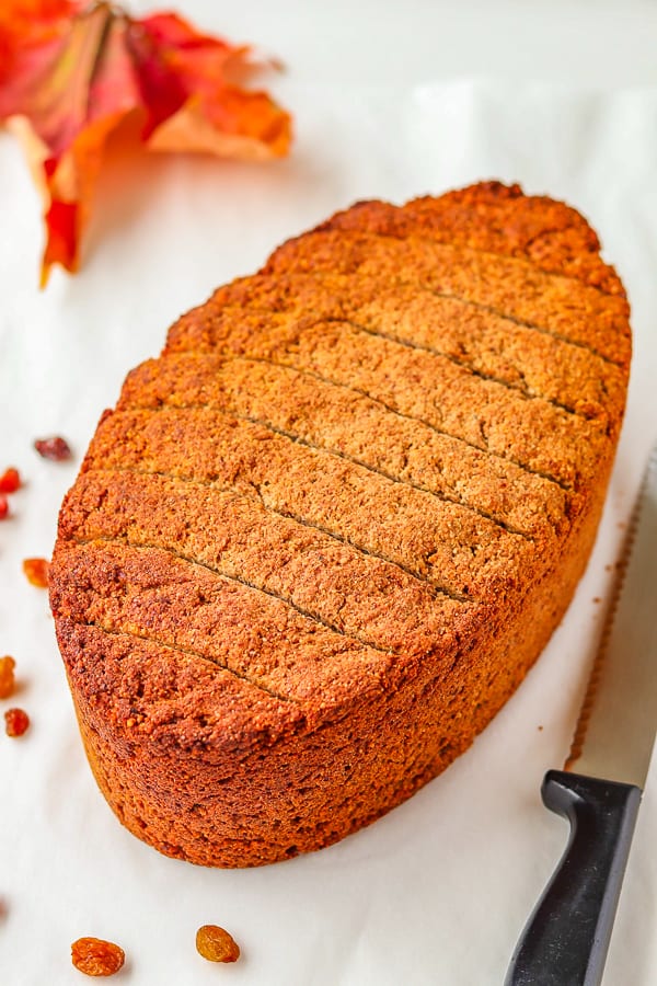 homemade gluten-free bread with a knife