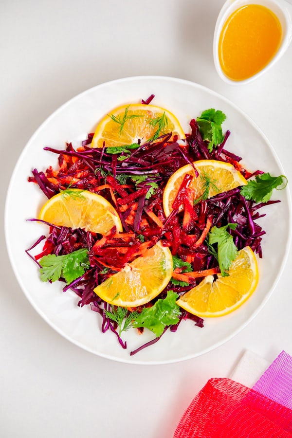 Red cabbage recipe with beets & oranges with vinaigrette
