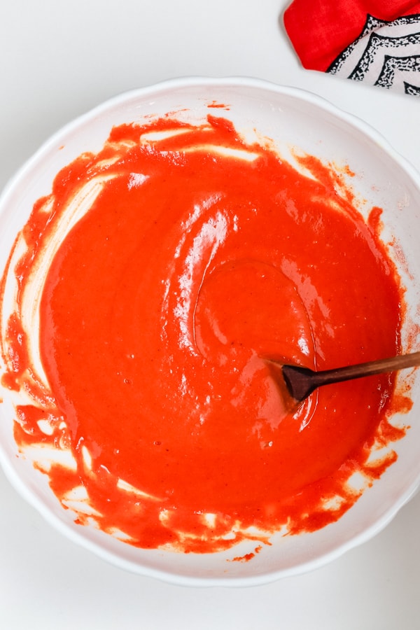 smoked paprika marinating sauce in a white bowl