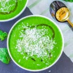 served watercress soup with green peas