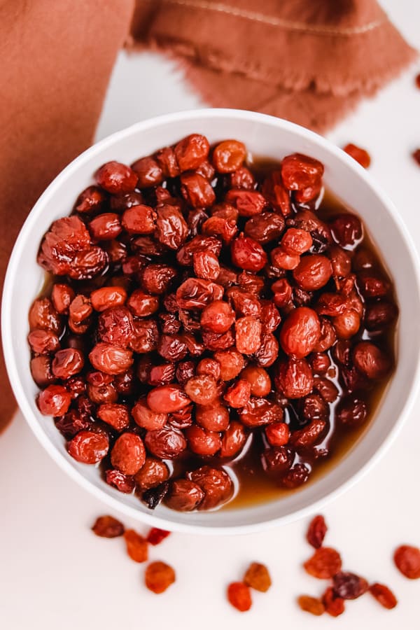 cooked raisins in a bowl
