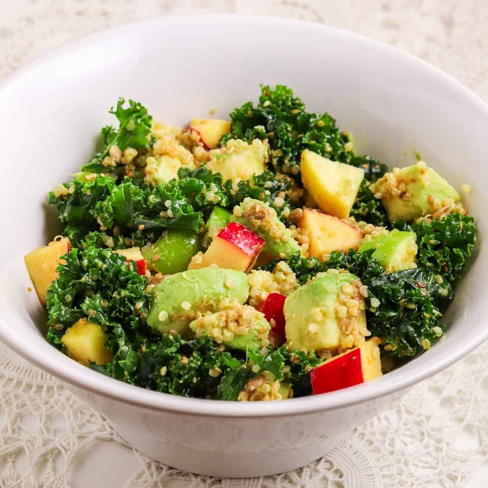 Easy kale quinoa salad with apples