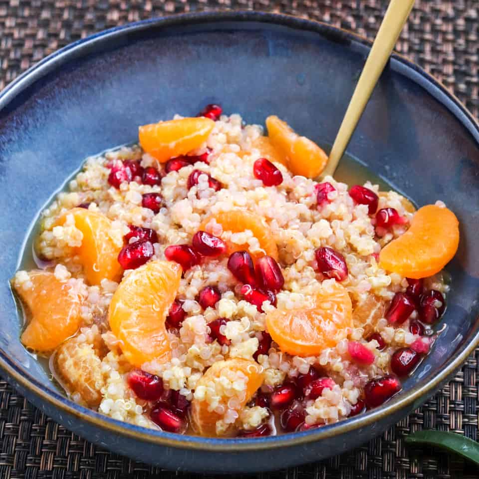 quinoa millet with citrus fruits for breakfast