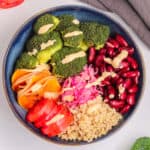 vegan buddha quinoa bowl with yogurt dressing