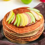 buckwheat pancakes with homemade applesauce with slices of apples