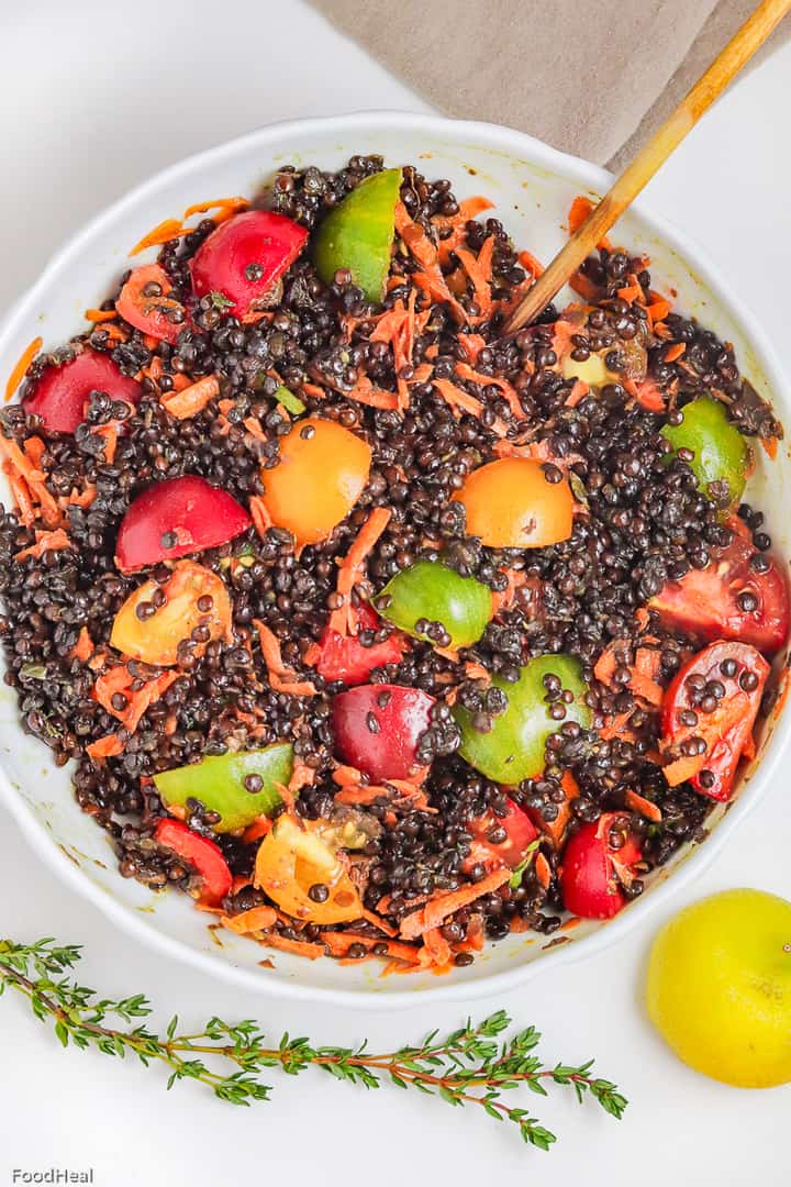 black lentils salad recipe with tomatoes