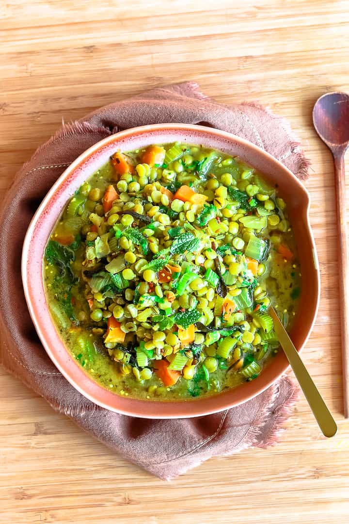 split pea soup. vegan split pea soup. recipe for split pea soup. celery recipe
