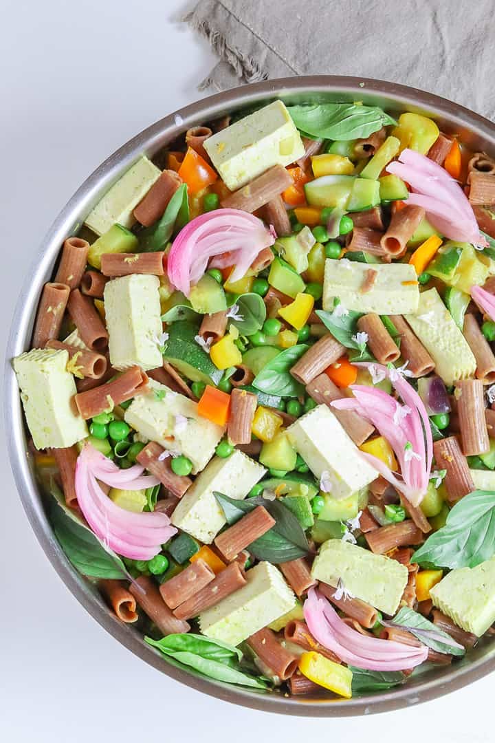 one pot vegetable pasta with tofu
