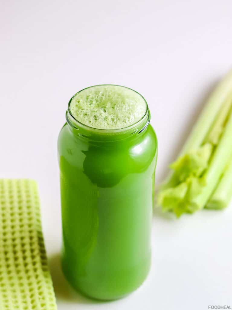 Celery juice recipe with kale and swiss chard stems FOODHEAL