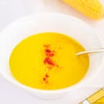 Corn and butternut soup spiced with paprika
