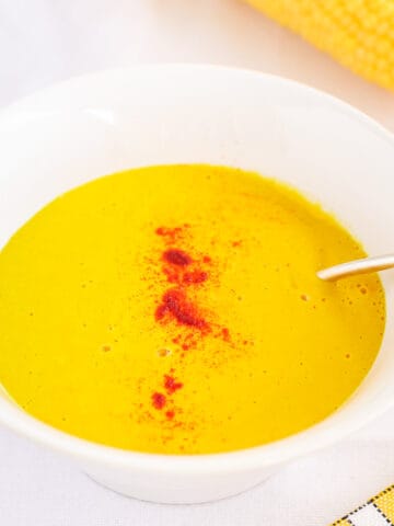 Corn and butternut soup spiced with paprika