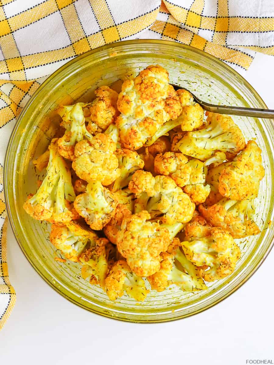 Mixed curry cauliflower in a bowl