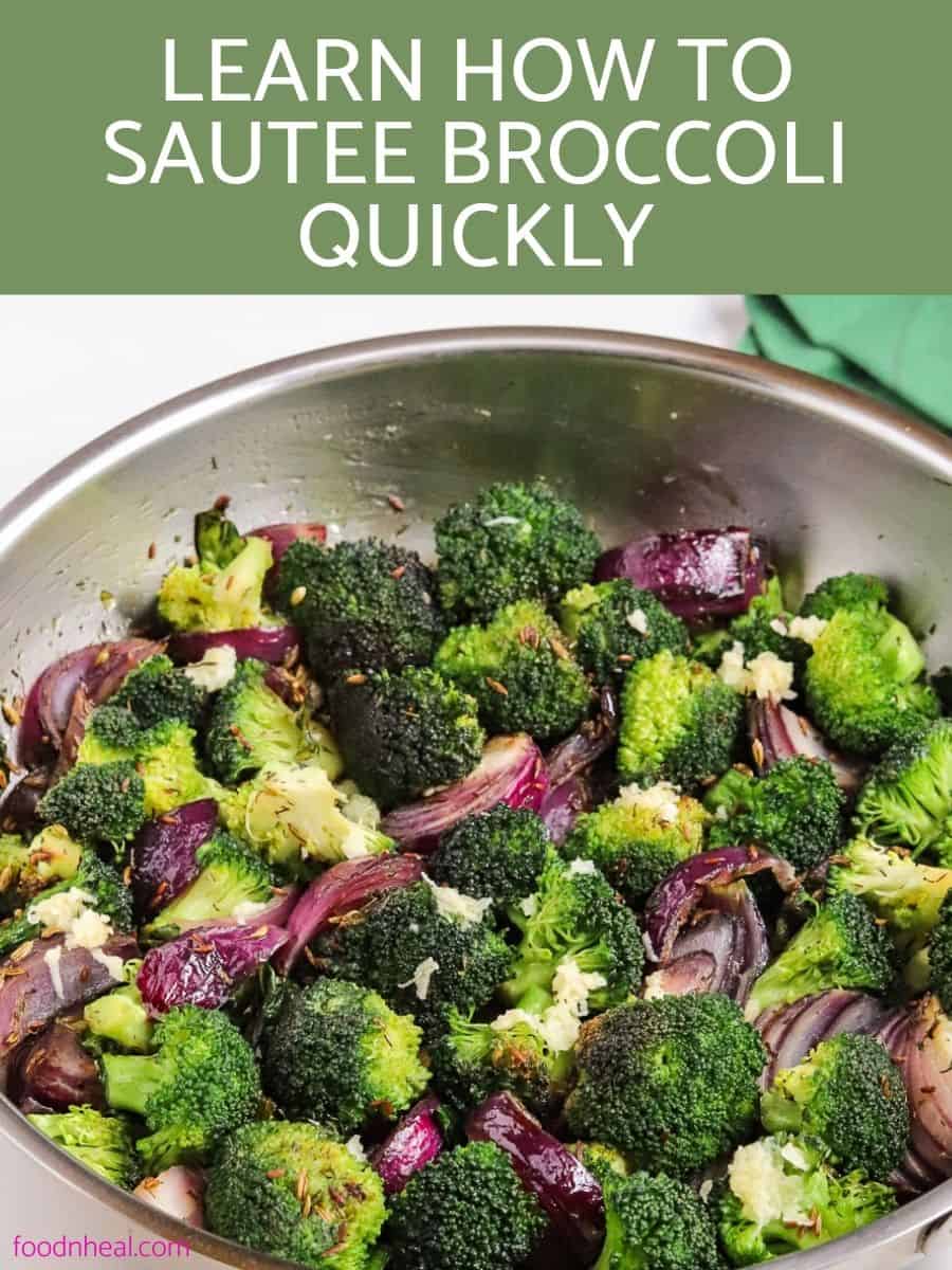 sauteed broccoli with onions in a pan