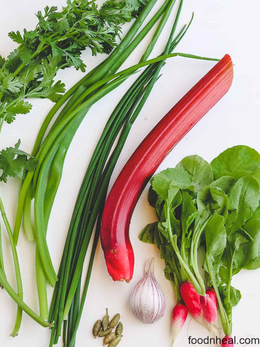 Veggies to make radish green recipe