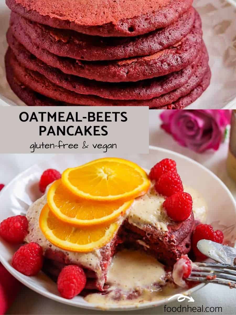 Oatmeal pancakes with beetroot