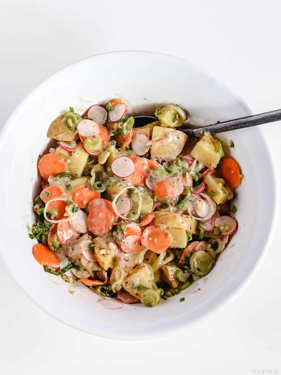potato carrot salad, vegetable salad , vegetable lettuce wraps