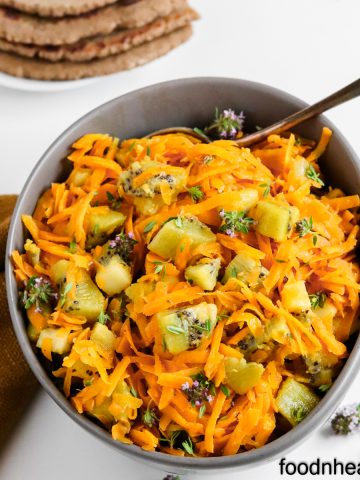 healthy breakfast with shredded carrots